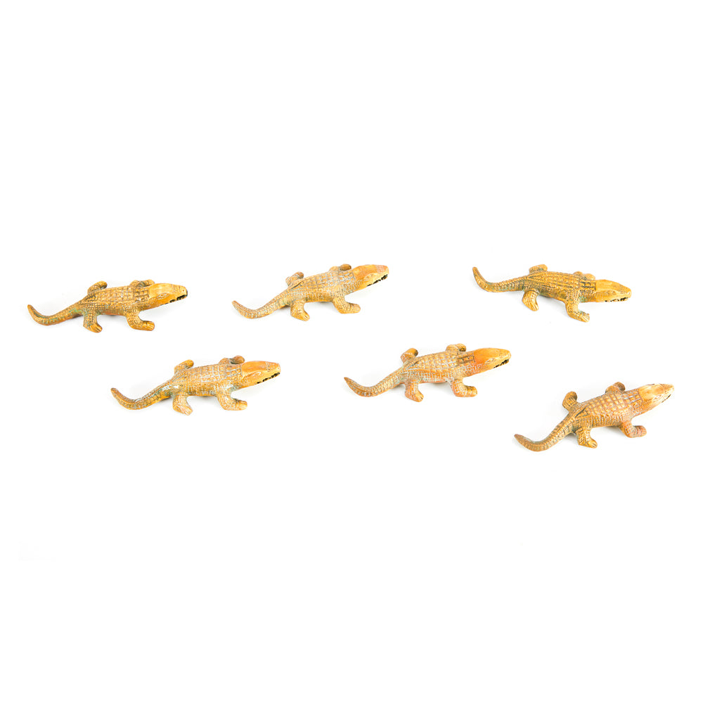 Brass Miniature Crocodile Sculpture