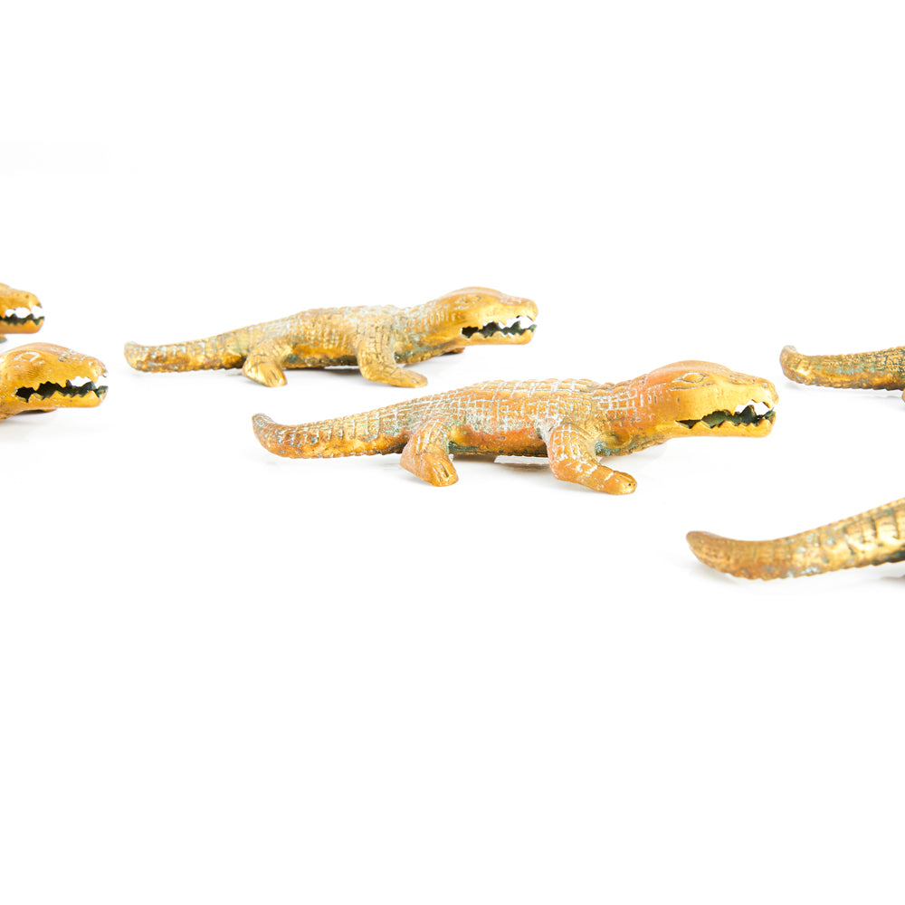 Brass Miniature Crocodile Sculpture