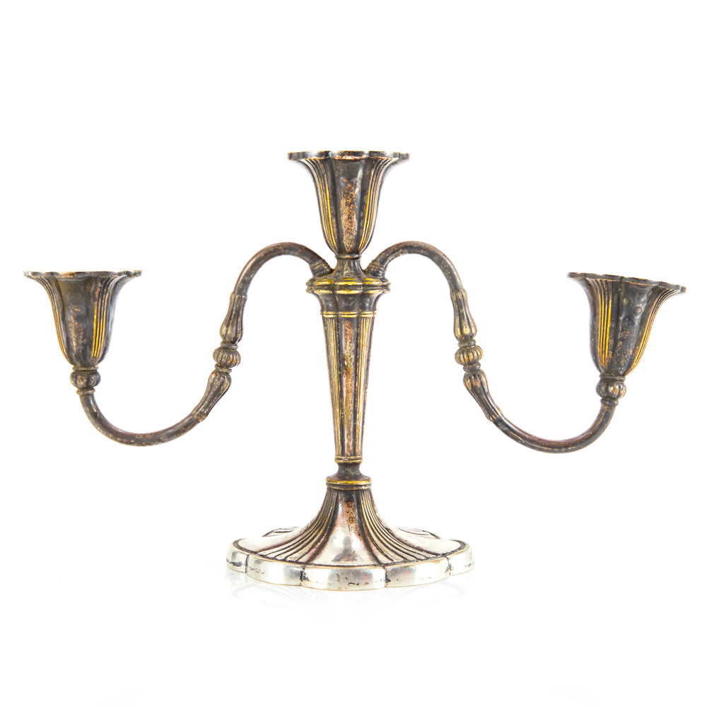 Brass Three Headed Candle Stick Holder