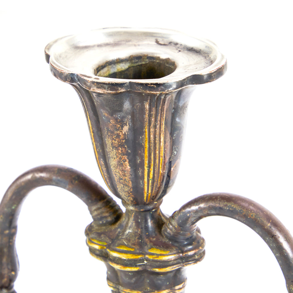 Brass Three Headed Candle Stick Holder