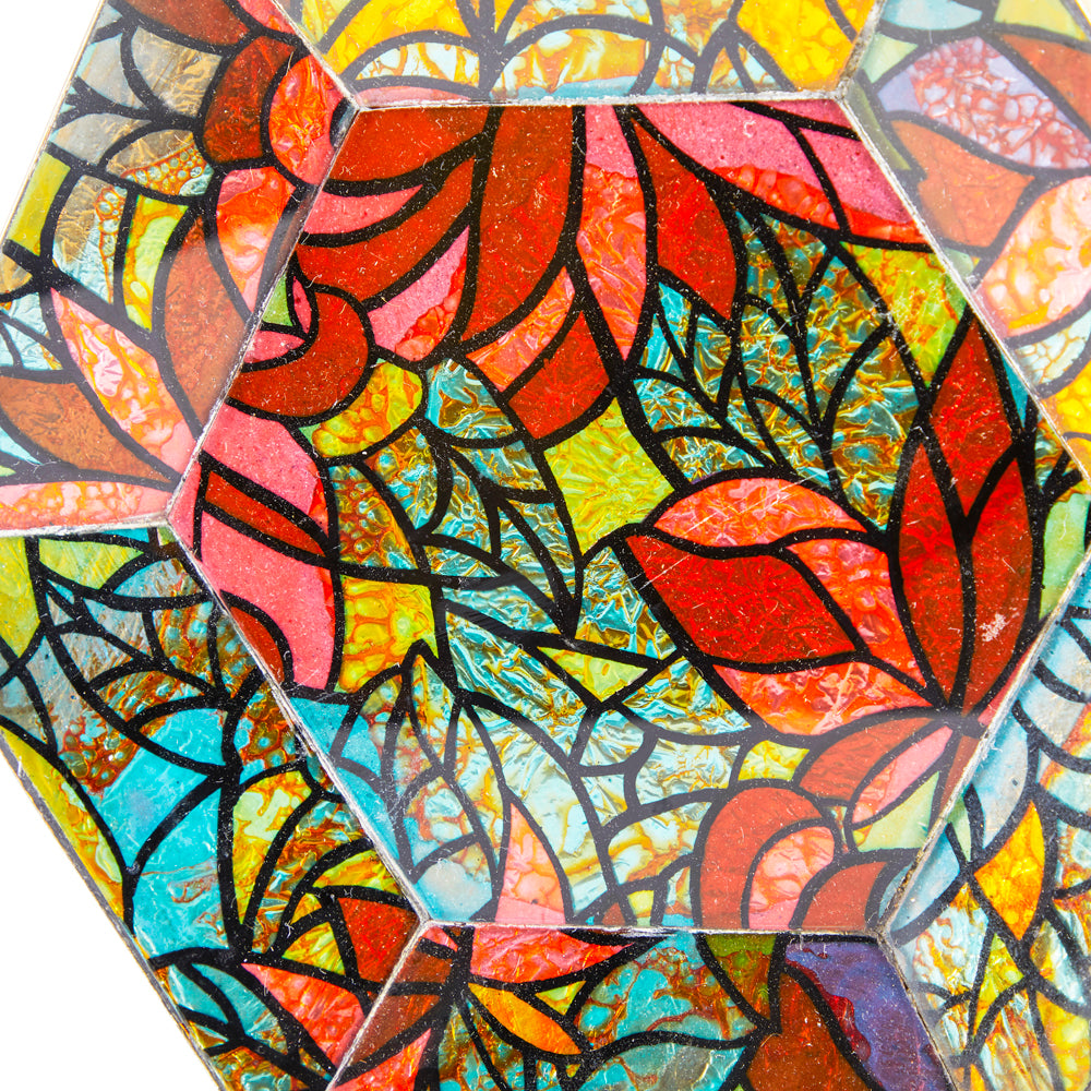 Multi-Color Stained Glass Hexagon Shape Plate