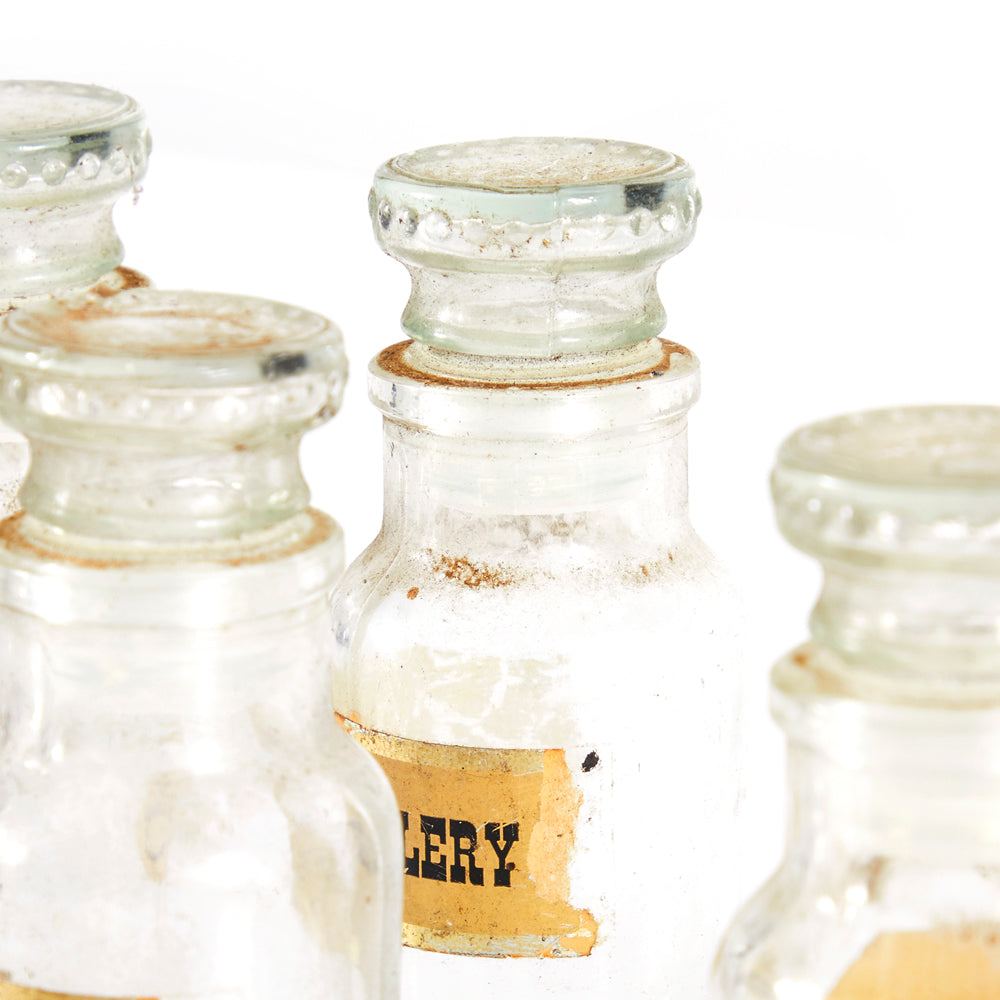 Glass Vintage Labeled Spice Containers Set of 8