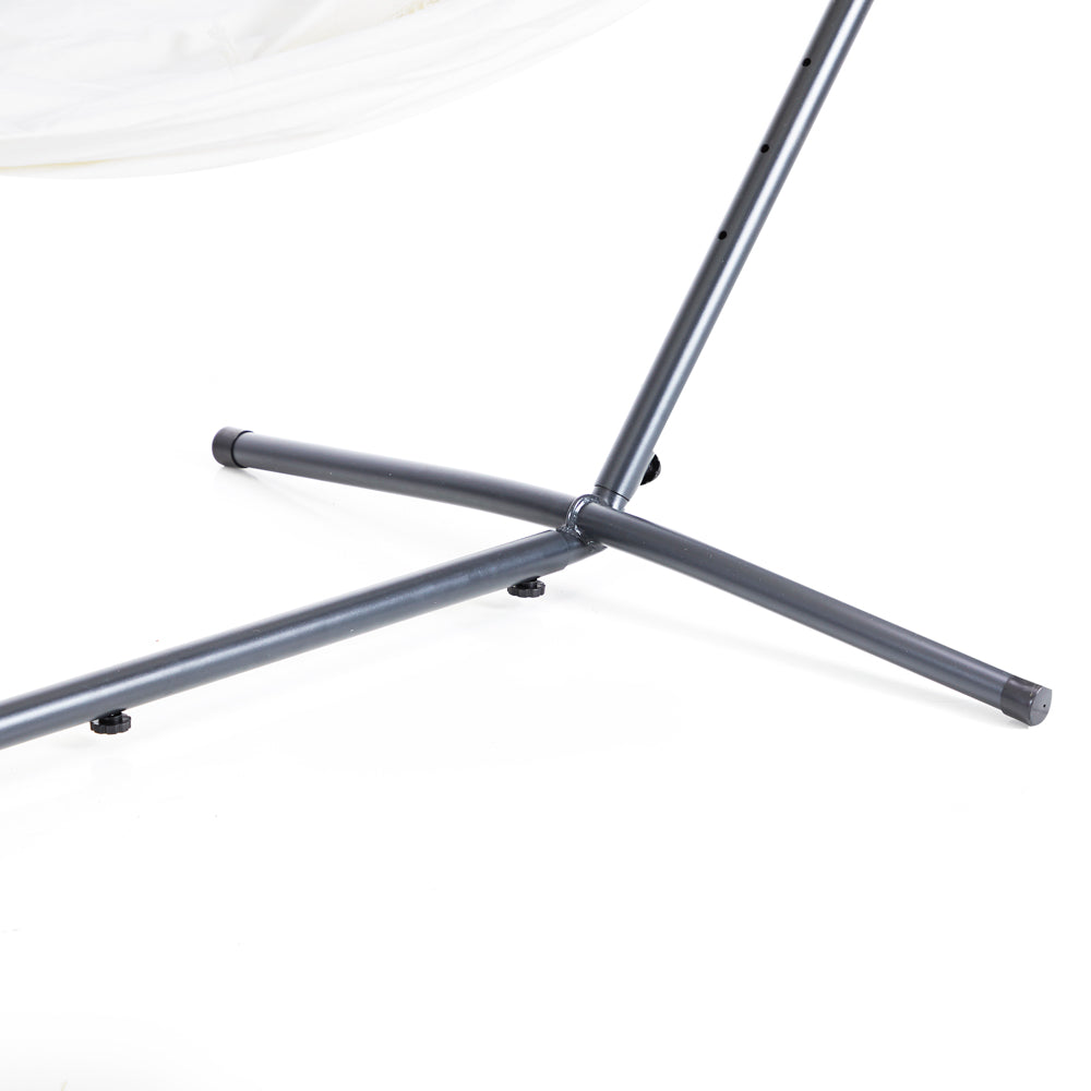 White Rope Hammock on Black Metal Stand
