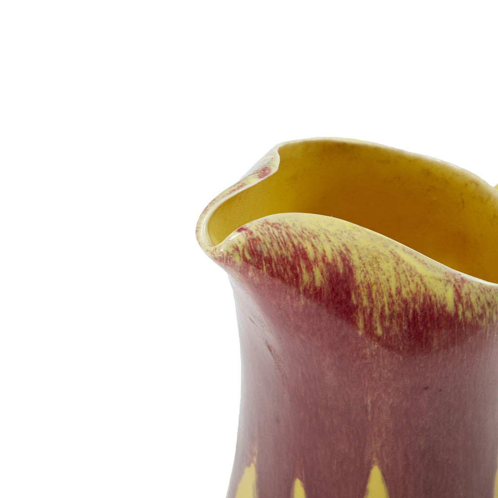 Red + Yellow Drip Painted Ceramic Pitcher