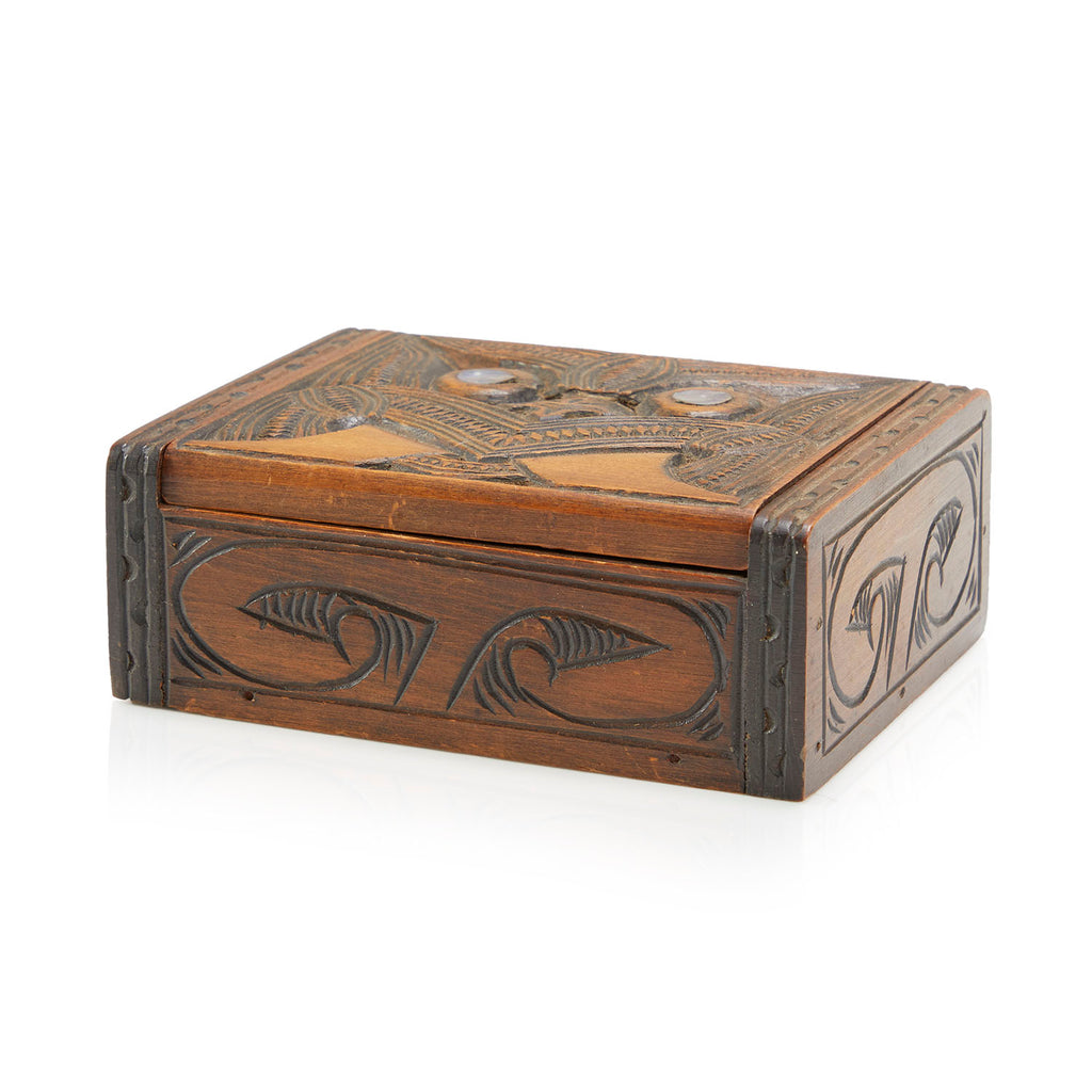 Wood Carved Dragon Face Jewelry Box