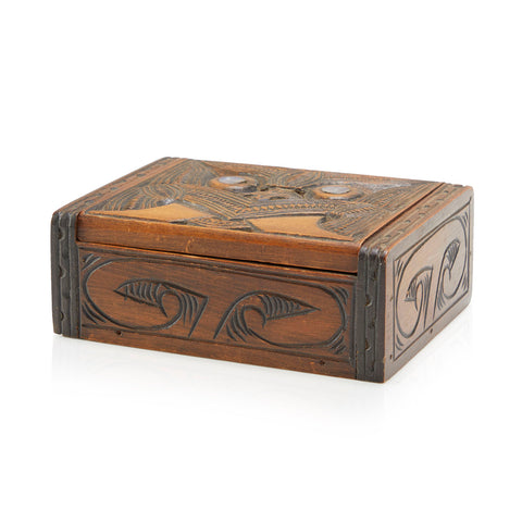 Wood Carved Dragon Face Jewelry Box