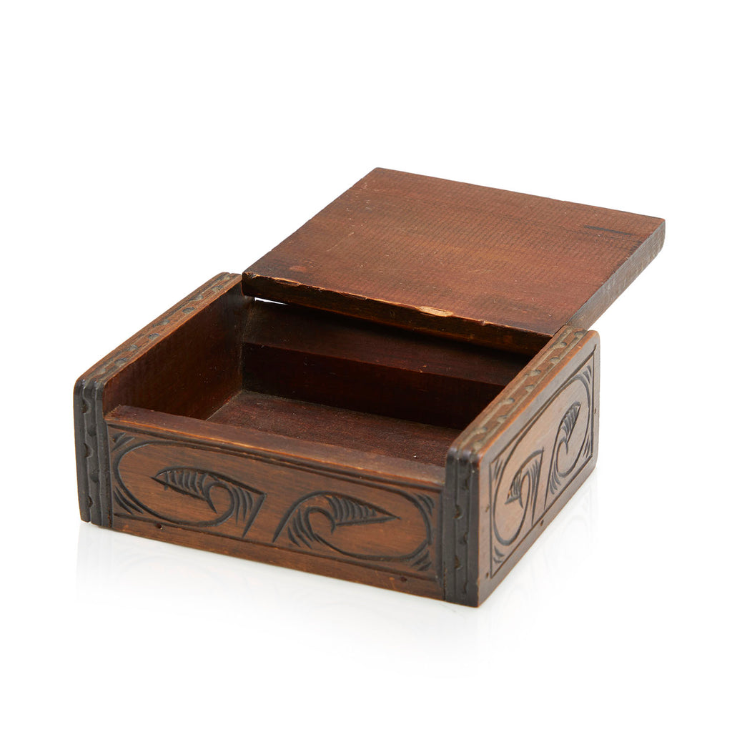 Wood Carved Dragon Face Jewelry Box