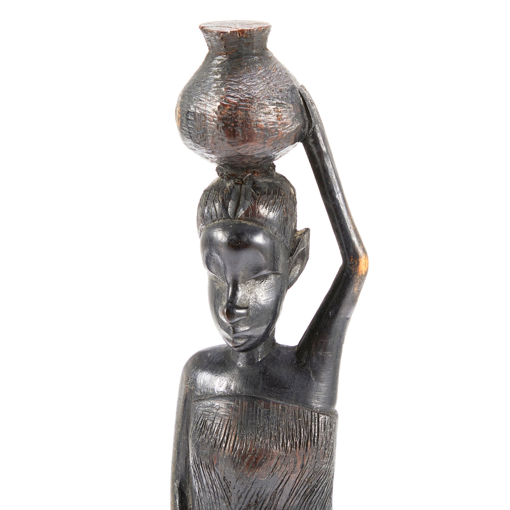 Black Wooden African Tabletop Woman Figurine