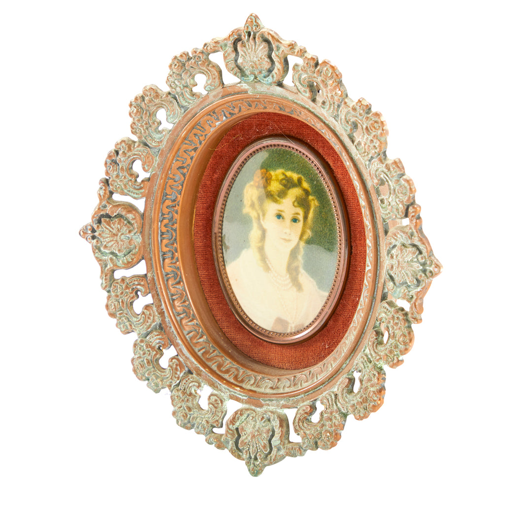 Vintage Metal Framed Female Portrait