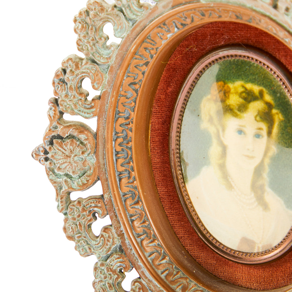 Vintage Metal Framed Female Portrait