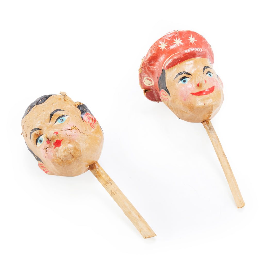 Tan Doll Head Vintage Rattles