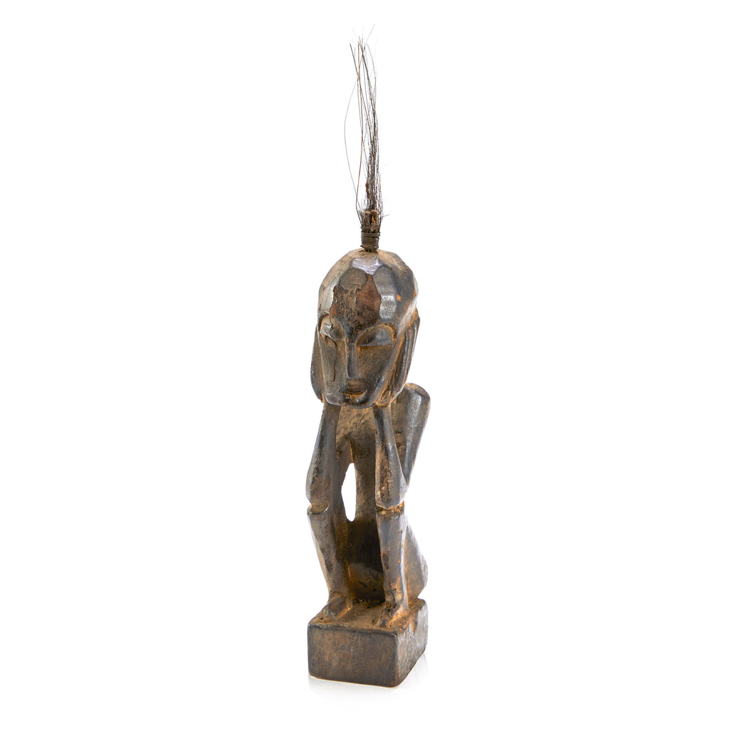 Wood African Head in Hands Figurine