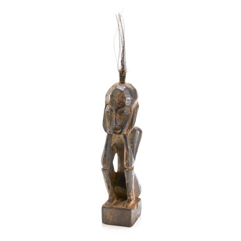 Wood African Head in Hands Figurine