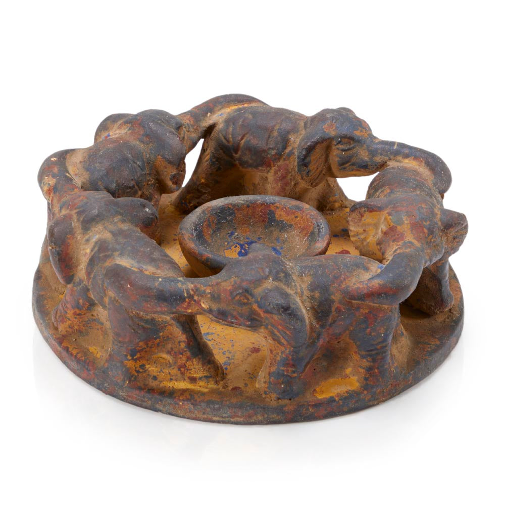 Brown Elephant Round Incense Burner