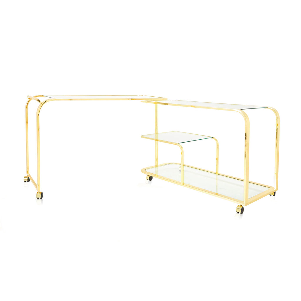 Large Gold Expanding Mobile Bar Cart