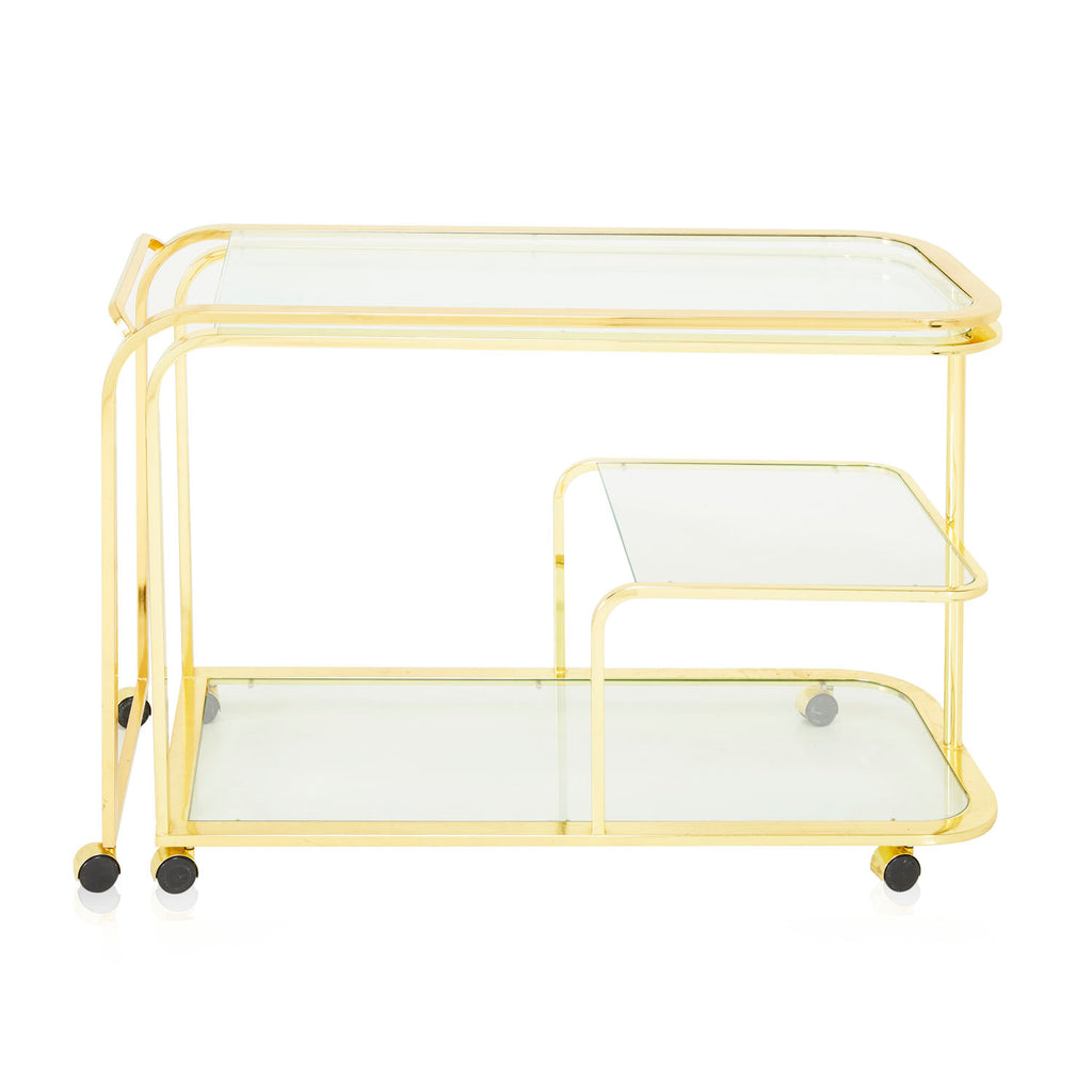 Large Gold Expanding Mobile Bar Cart