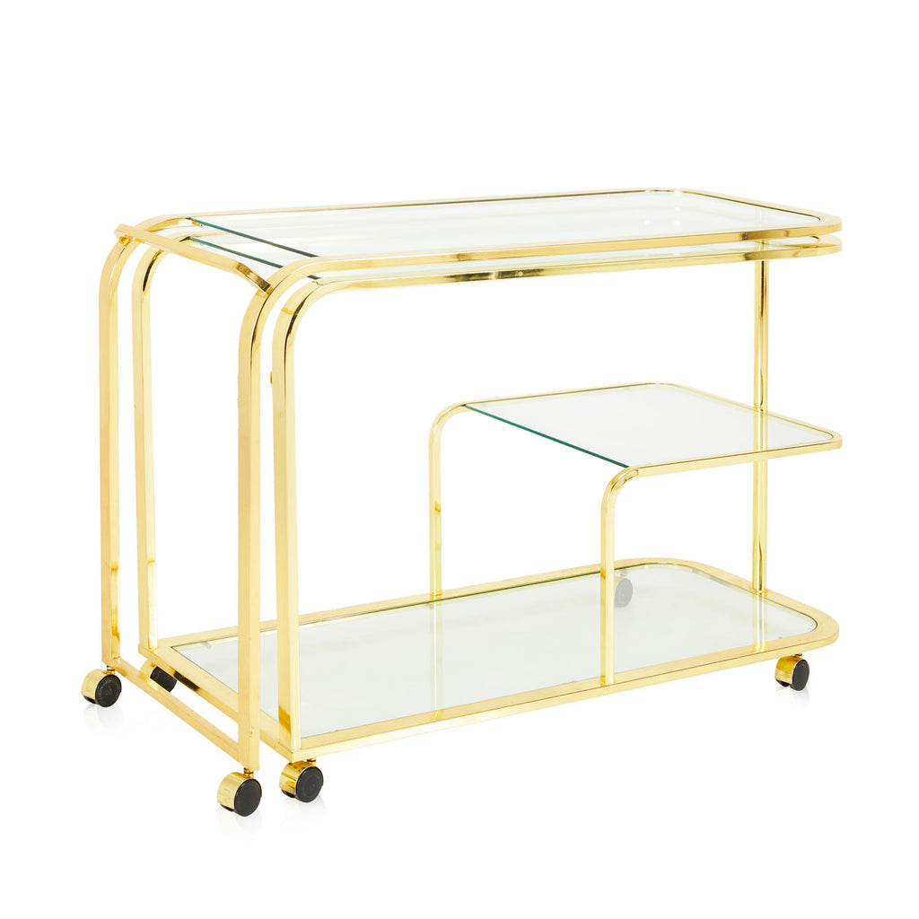 Large Gold Expanding Mobile Bar Cart