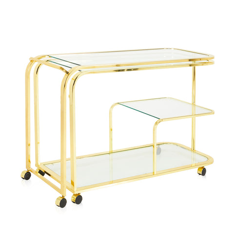Large Gold Expanding Mobile Bar Cart