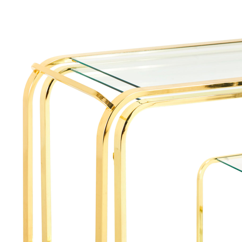 Large Gold Expanding Mobile Bar Cart