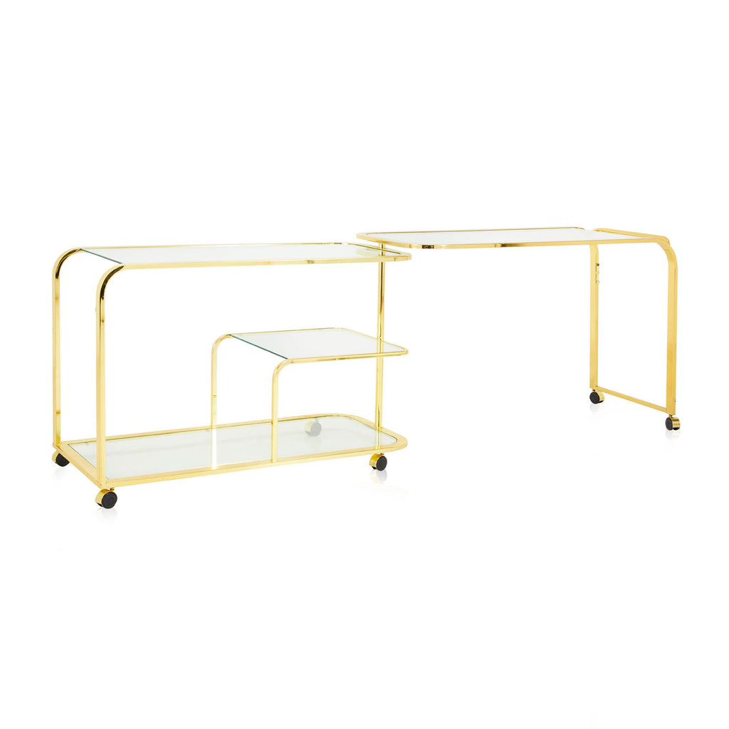 Large Gold Expanding Mobile Bar Cart