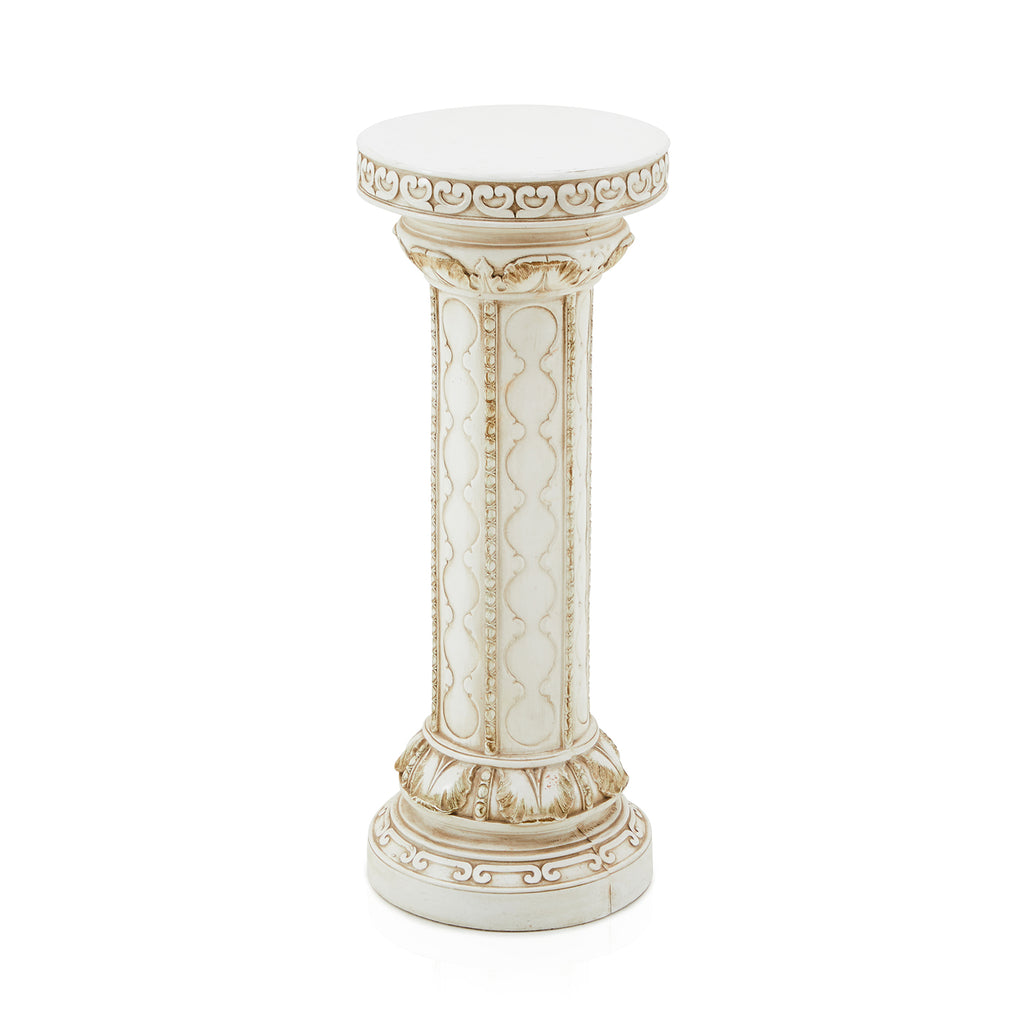 Ornate White Wooden Pedestal
