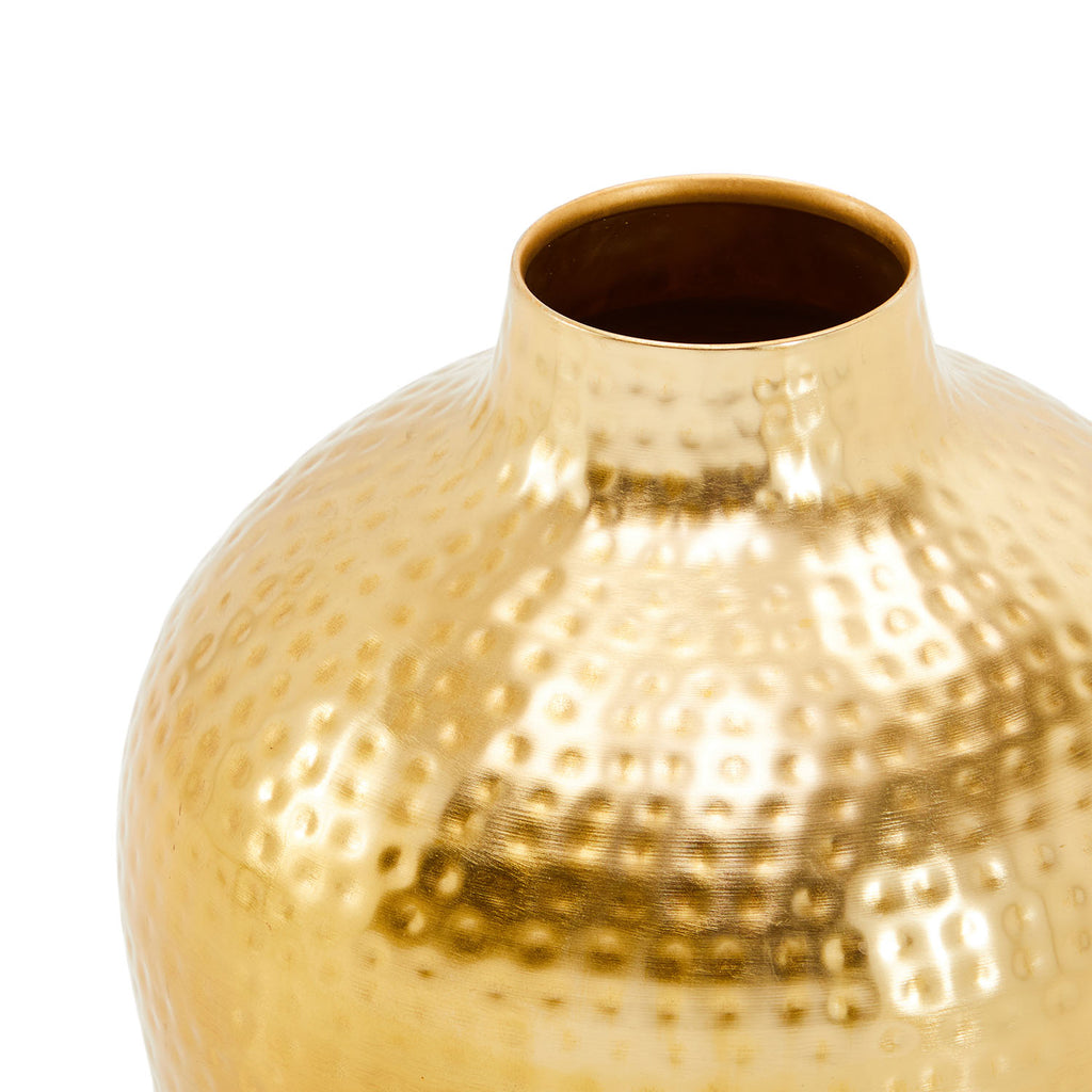 Wide Gold Dimpled Jug Vase