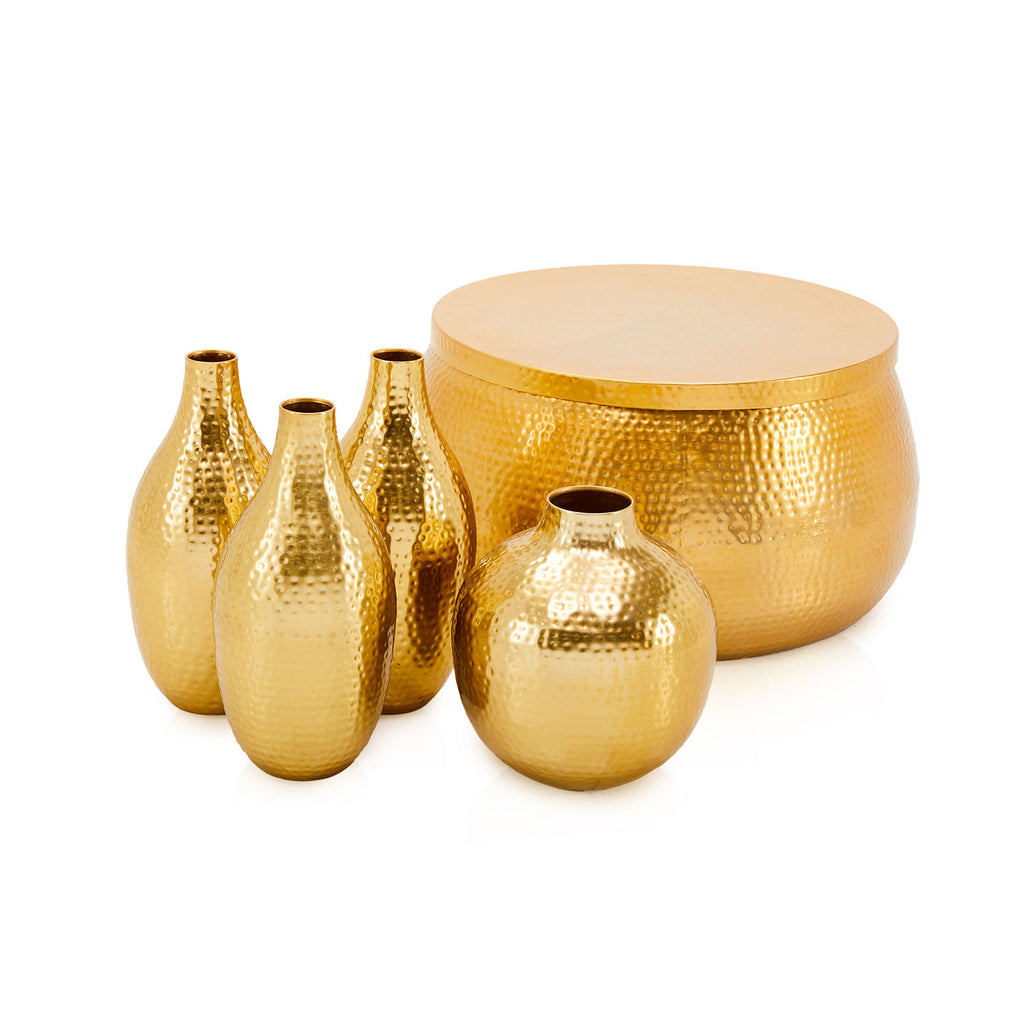 Gold Dimpled Storage Side Table