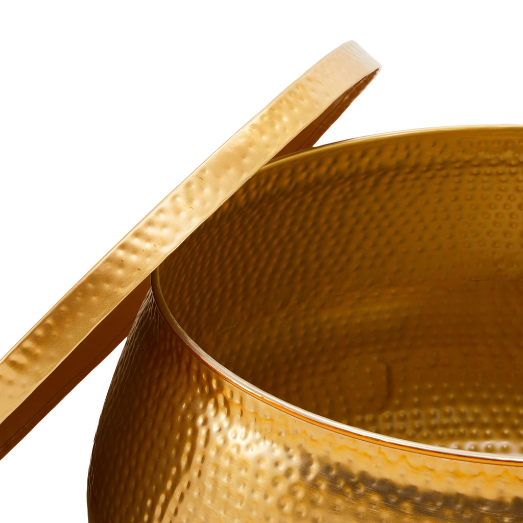 Gold Dimpled Storage Side Table