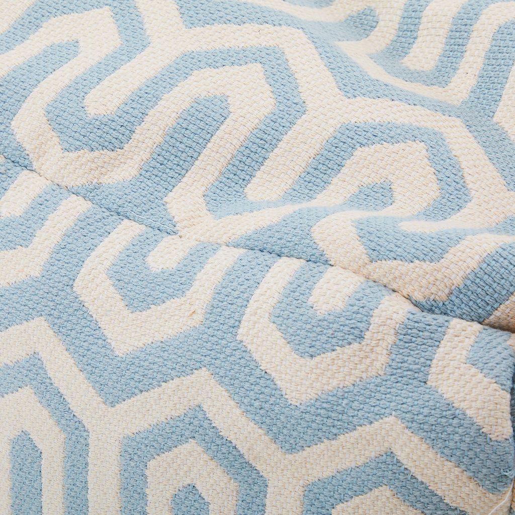 Baby Blue and White Pouf
