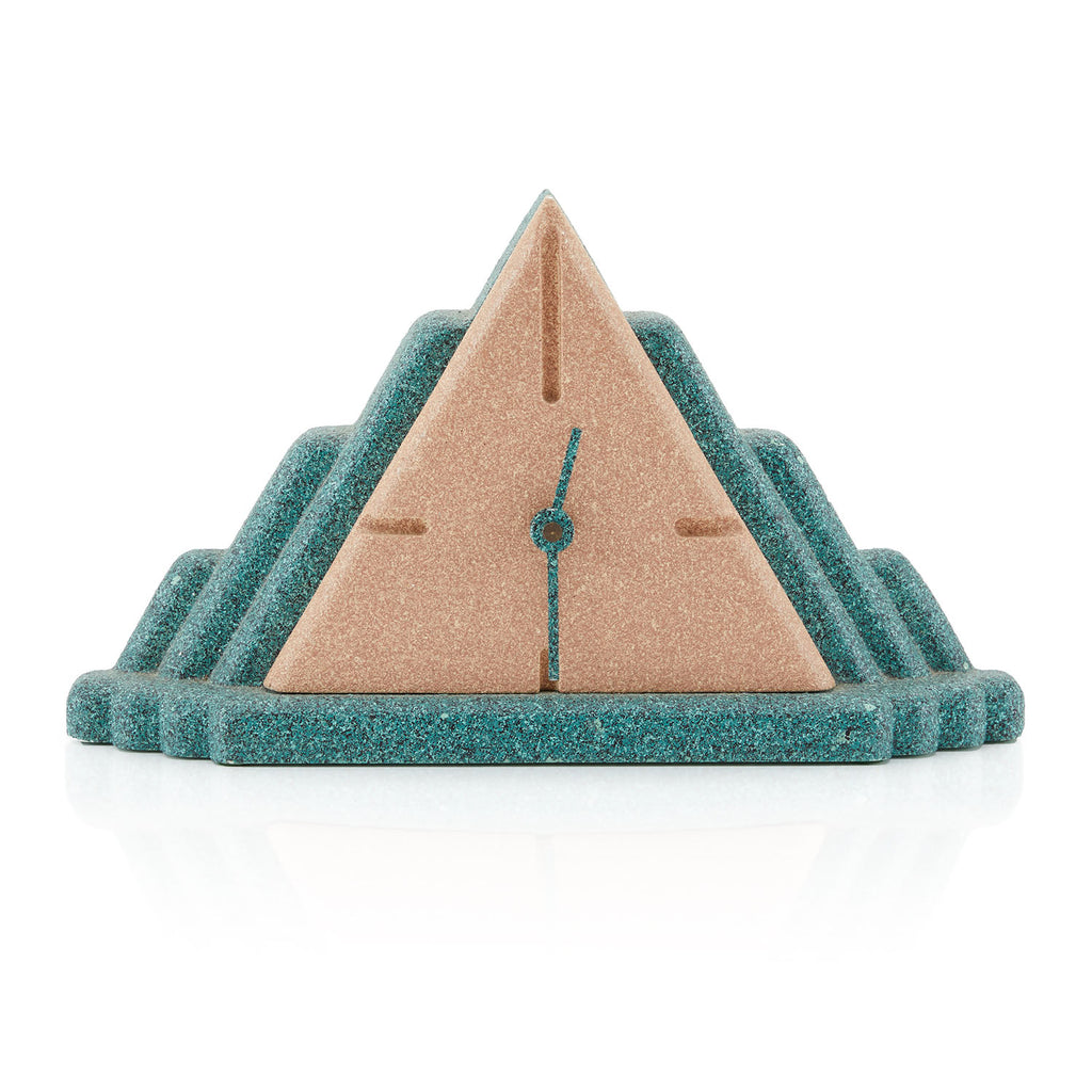 Green & Tan Memphis Triangle Clock