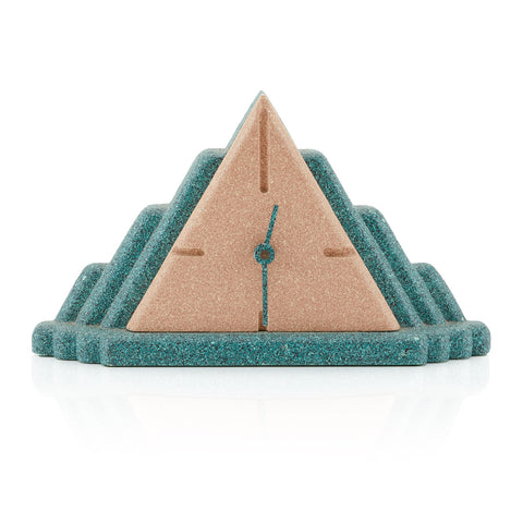 Green & Tan Memphis Triangle Clock