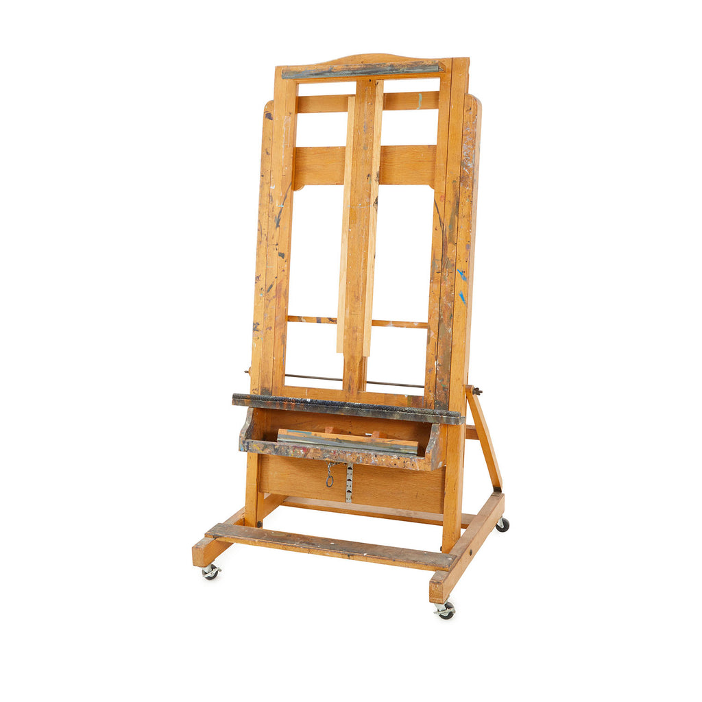 Wide Rolling Natural Wood Art Easel
