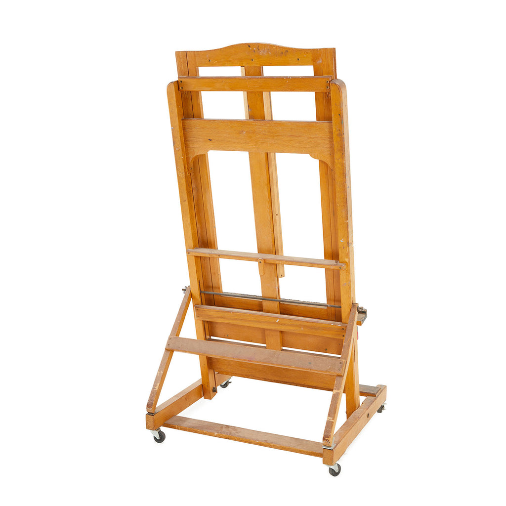 Wide Rolling Natural Wood Art Easel