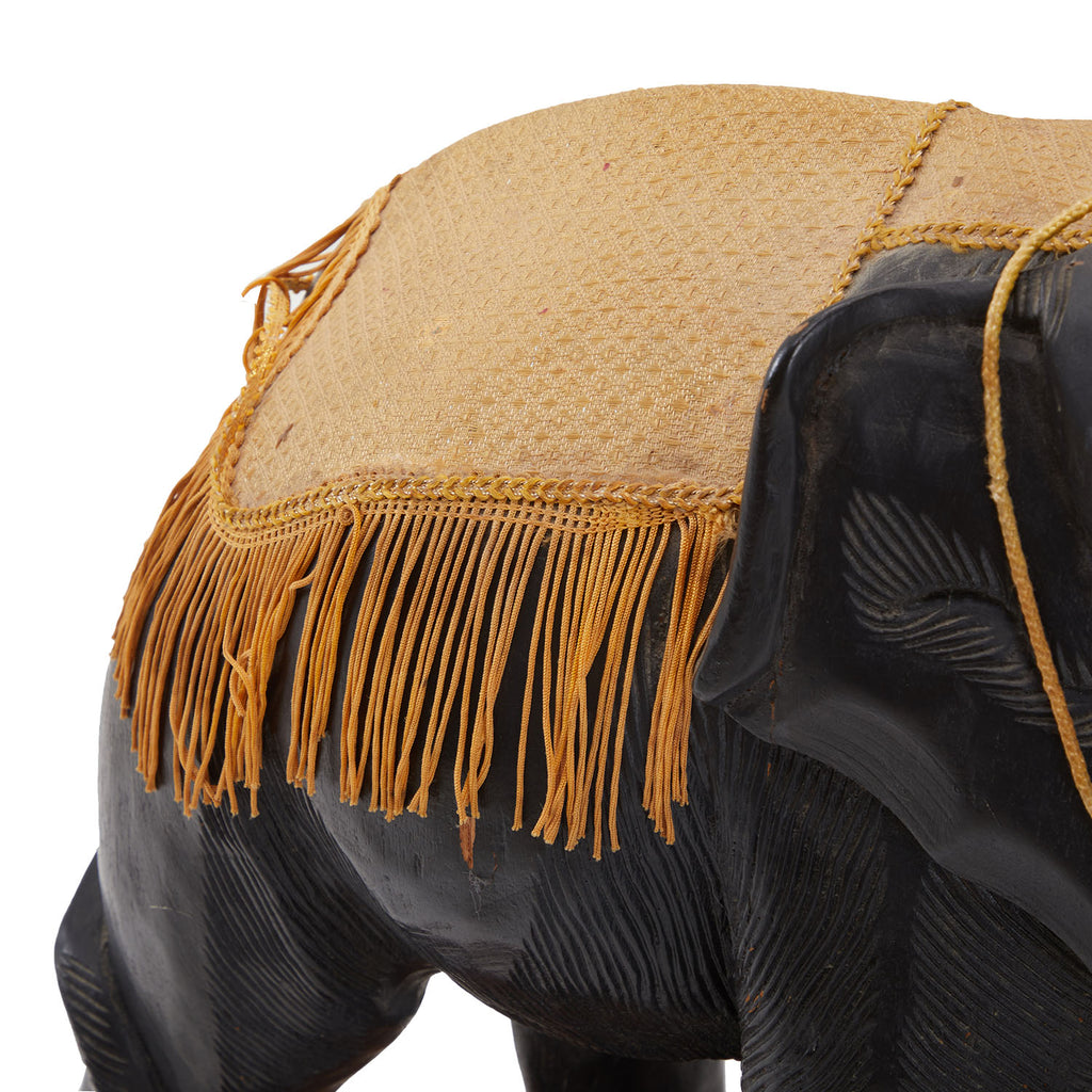 Black Decorated Antique Elephant Sculpture