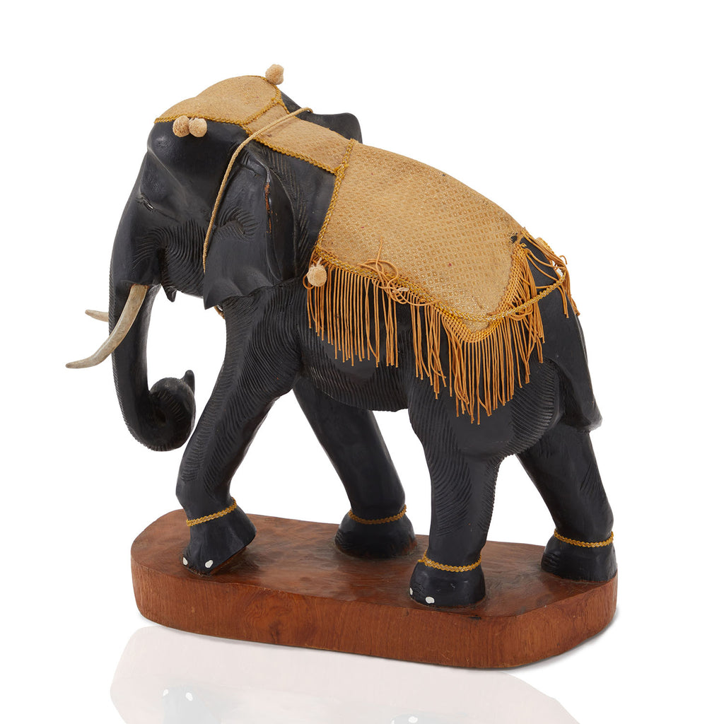 Black Decorated Antique Elephant Sculpture