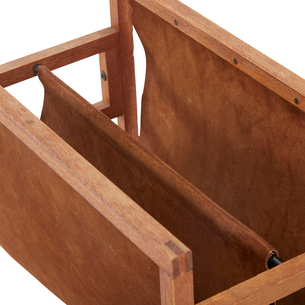 Brown Double Leather Sling Magazine Rack