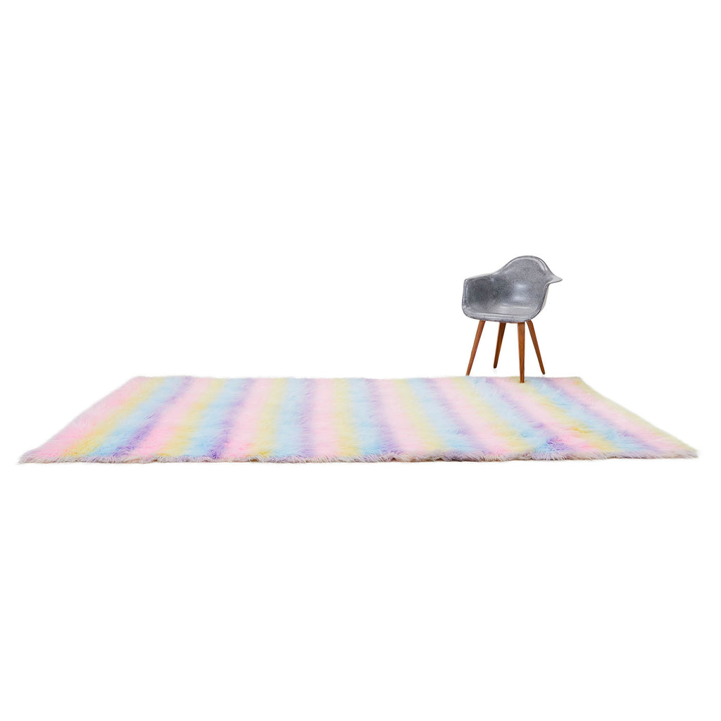 Pastel Striped Fur Blanket
