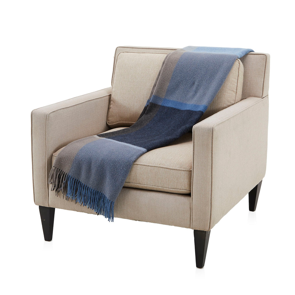Grey and Navy Plaid Throw