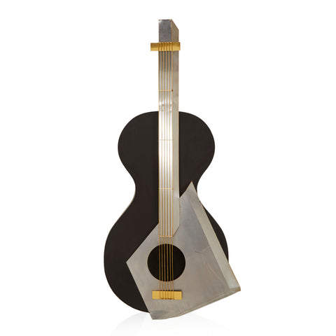 Silver Black Guitar Wall Art