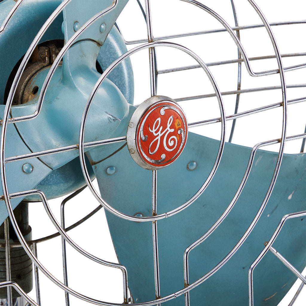 Blue Vintage GE Standing Fan