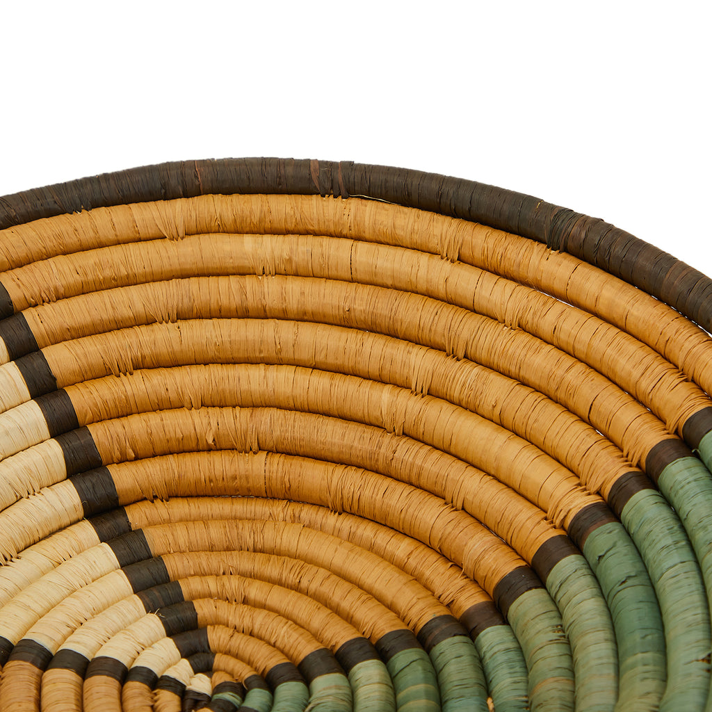 Multi Woven Shallow Rattan Bowl with Dark Stripes (A+D)