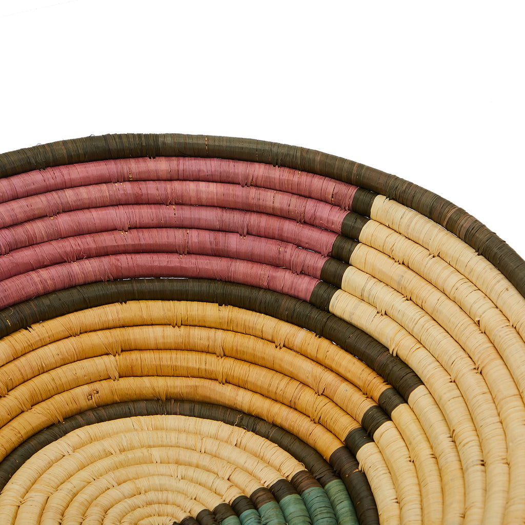 Multi Large Woven Deep Rattan Bowl with Dark Stripes (A+D)