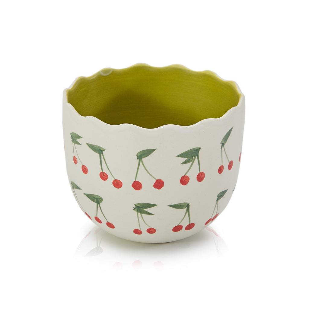 White Scalloped Bowl with Cherries (A+D)
