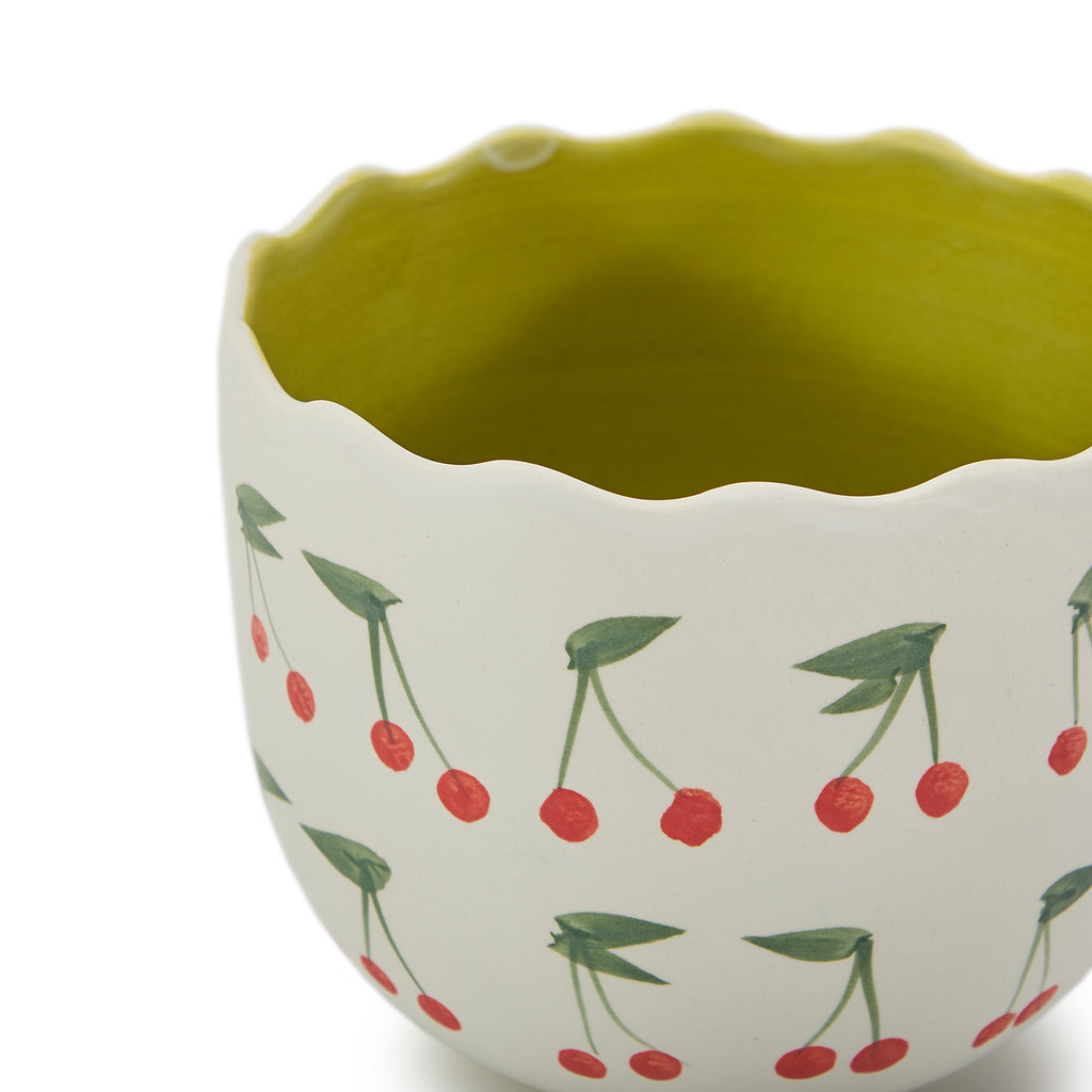 White Scalloped Bowl with Cherries (A+D)