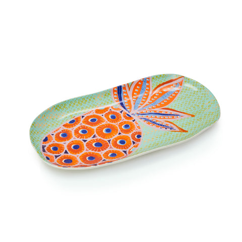 Green & Orange Large Pineapple Dish (A+D)