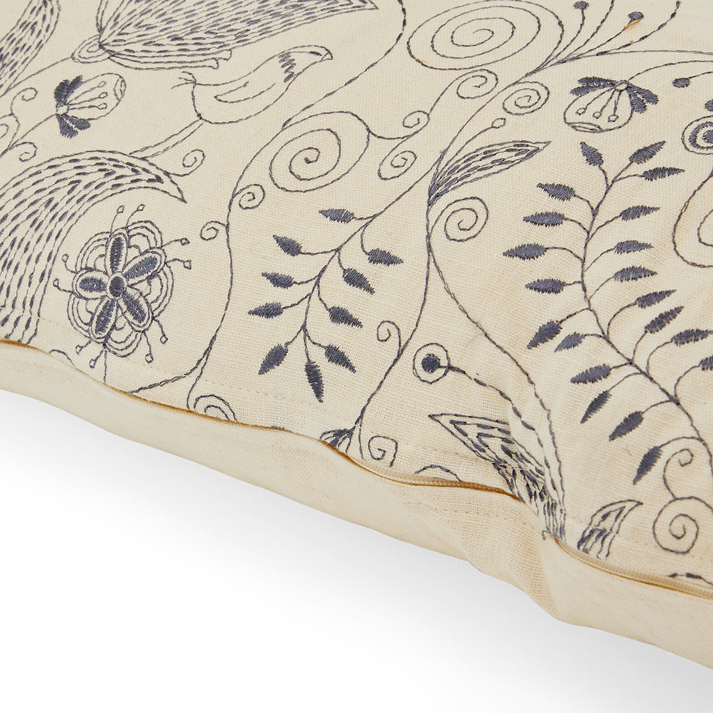 Off-White Floral Doodles Pillow