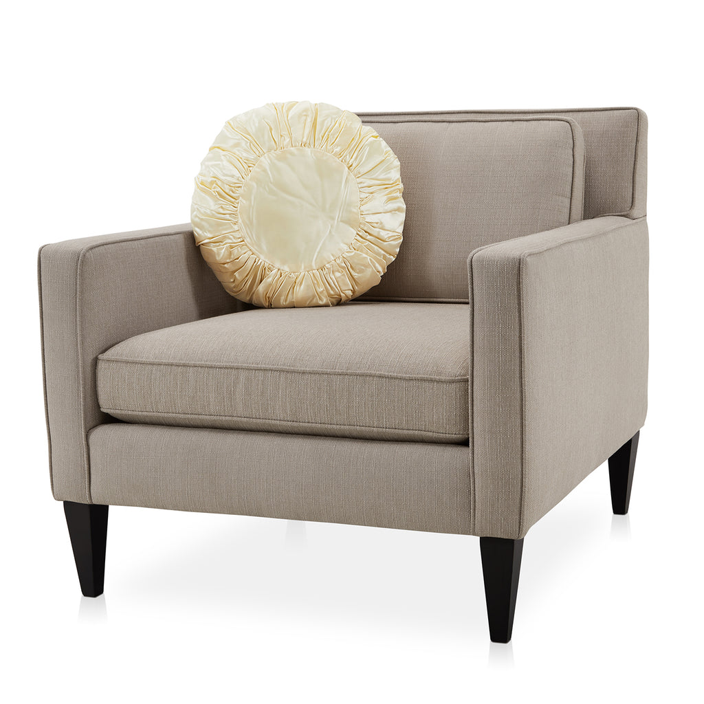 Cream Round Ruffled Pillow