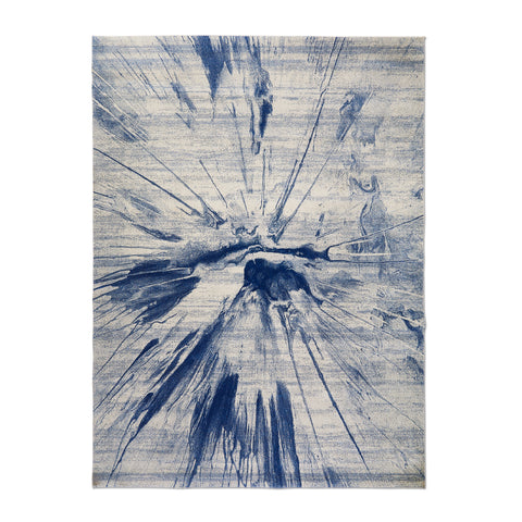 Blue Cream Splatter Dot Contemporary Rug
