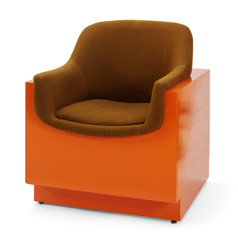 Orange & Brown Modern Cube Arm Chair