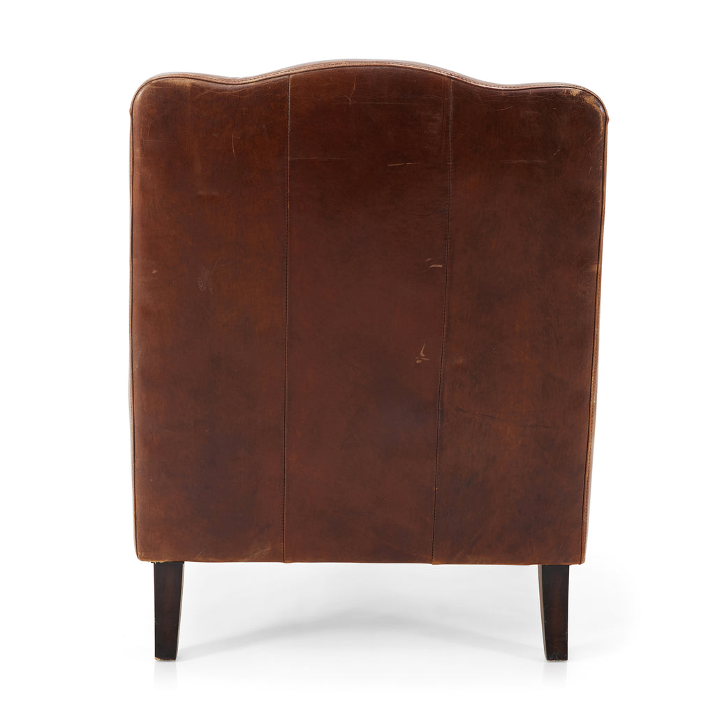 Brown Leather Studded Vintage Arm Chair